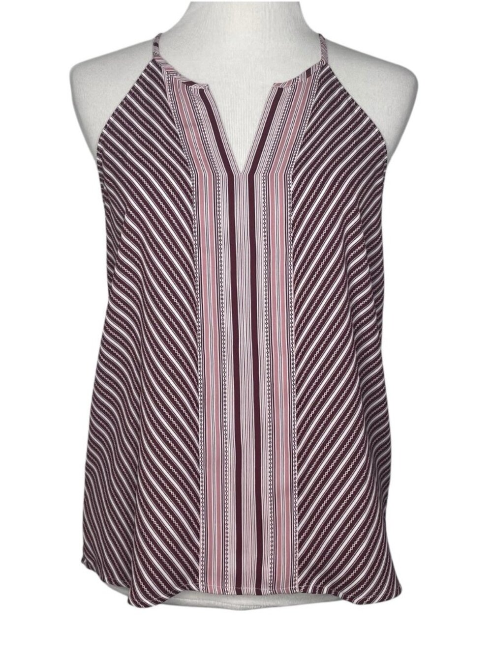 LOFT Womens Halter Top XS Racerback Spaghetti Strap V-Neck Burgundy Pink